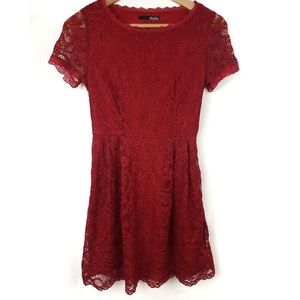 Lulus Red Lace Keyhole Back Mini Dress Size XS